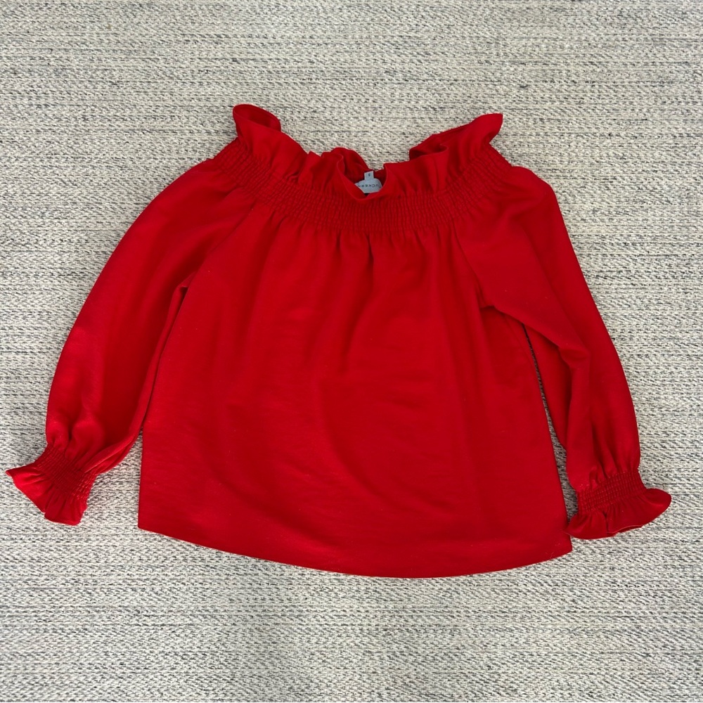 Tuckernuck Red Marguerite Off The Shoulder Ruffle Blouse Size Small - Picture 6 of 8
